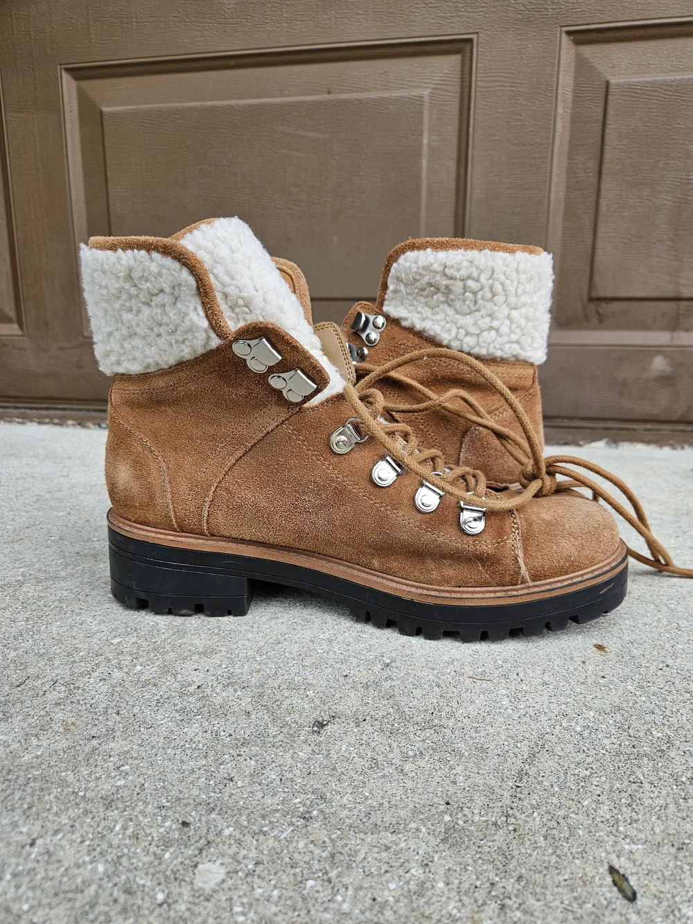 MARC FISHER LTD SIZE 8M MLIZZIE SUEDE LEATHER SHERPA LINED WOMEN'S BOOTS SIZE 8M